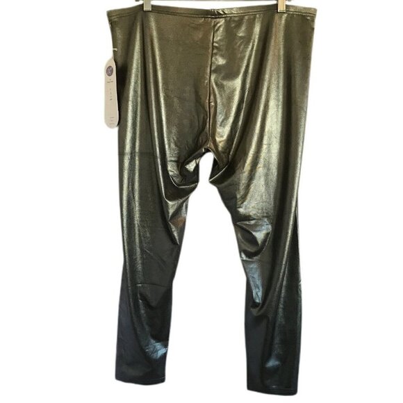 Diane Gilman DG2 Plus Size 1X Leggings Silver Metallic Gray Stretch Y2K Mob Wife - Picture 2 of 10